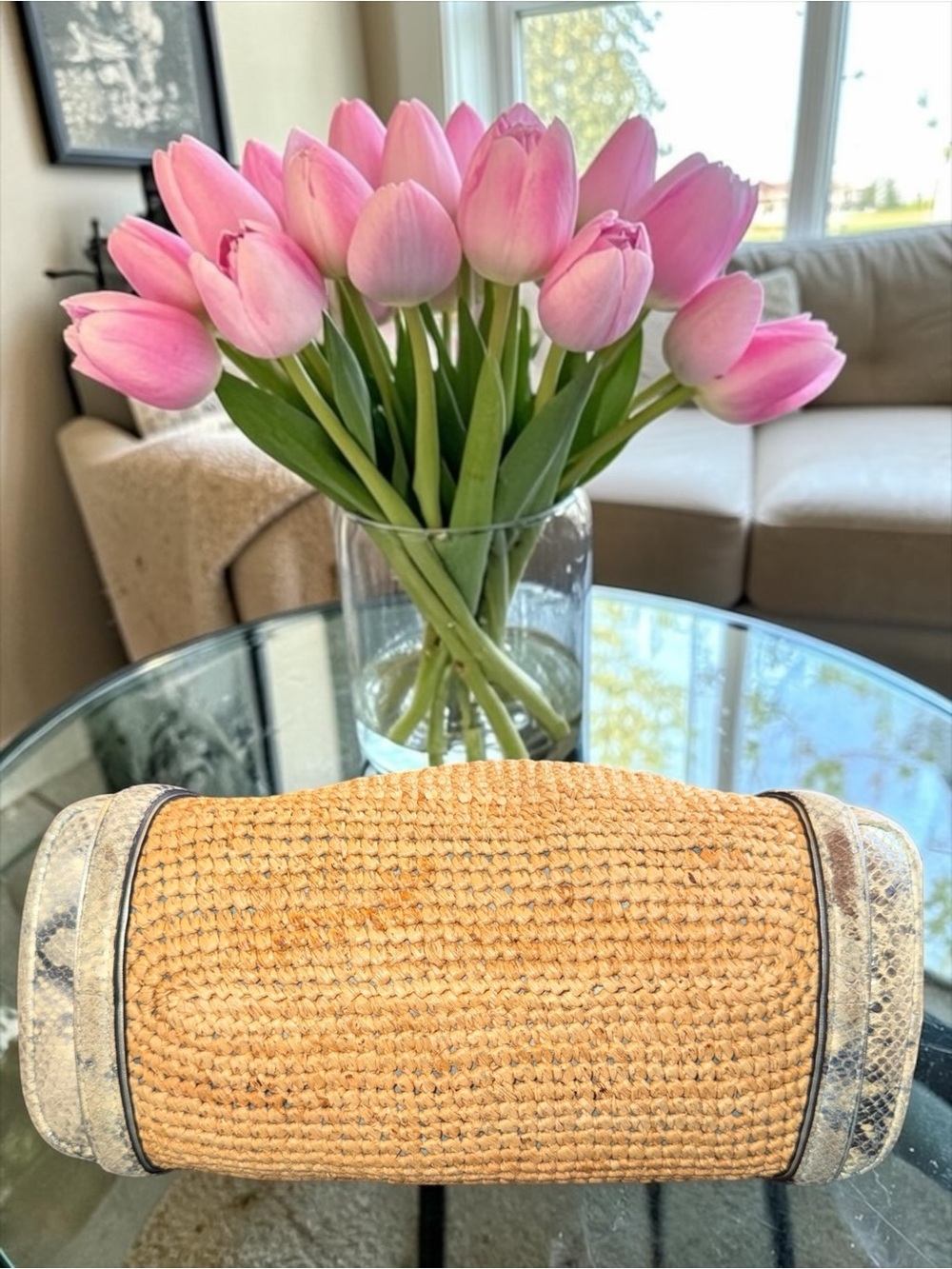 Coach Hamptons Raffia Tote with Python Embossed Leather Trim - Style 19359 - Picture 7 of 15